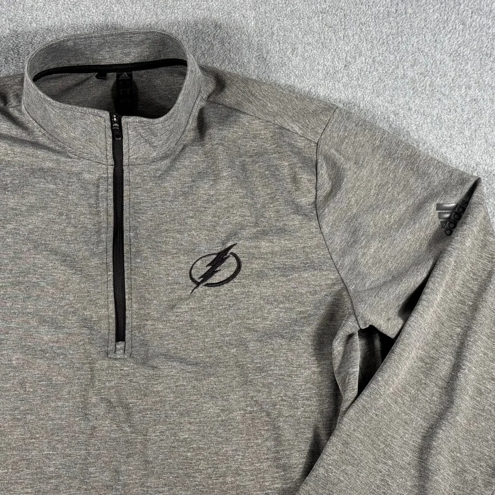 Adidas Tampa Bay Lightning Gray NHL Quarter Zip Pullover Jacket Men's Medium